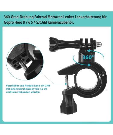 Rotating Motorcycle Phone Holder & GoPro Stand - 360 Screwable Bike Mount (Black) - Buy Online on SooperMarket.com