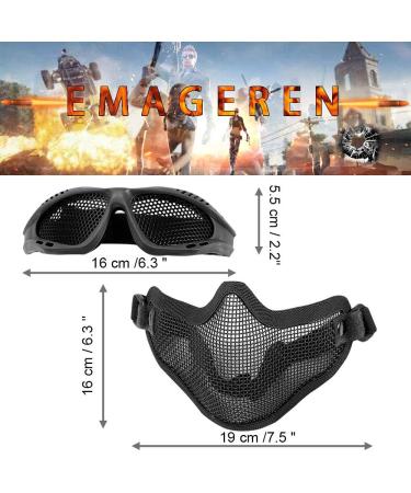 Emageren Foldable Airsoft Masks & Protective Glasses | Half-Facial Protection for Halloween Cosplay Paintball & Military Use - Buy Online on SooperMarket.com