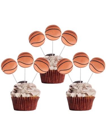 Rsstarxi 30 Pack Basketball Cupcake Toppers Resin Figurine Basketball Cupcake Food Desserts Decorations for Basketball Theme Baby Shower Kids Boy Girls Birthday Party Cake Decoration