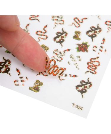 Snake Pattern Nail Sticker 5 Sheets Self Adhesive Nail Art Decals Nail Art Decoration Sticker for DIY Women Fingernail Toenail Various Patterns - Buy Online on SooperMarket.com