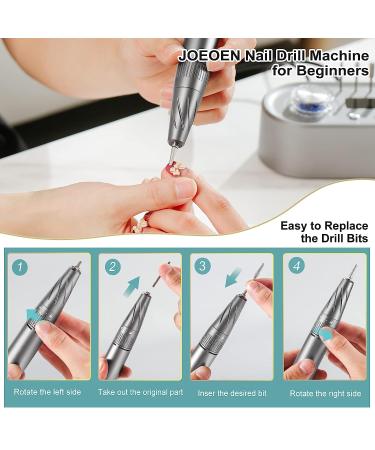 JOEOEN Electric Nail Drill Machine 40000RPM - Professional Efile Kit for Acrylic and Gel Nails - Manicure Pedicure Polishing Tool - Gray - Buy Online on SooperMarket.com