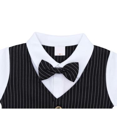 AmzBarley Baby Boys Gentleman Suit | Long/Short Sleeve Shirt, Pants, Vest, Bowtie | Tuxedo Rompers for Kids | Black 205 | 6-12 Months - Buy Online on SooperMarket.com