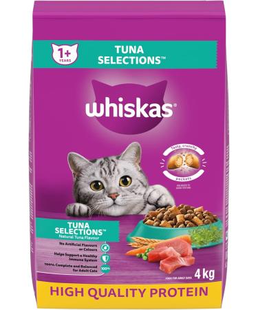 WHISKAS Meaty Selections Dry Cat Food with Real Chicken 4kg Bag & Dry Cat Food with Real Tuna 4 kg Bag - Buy Online on SooperMarket.com