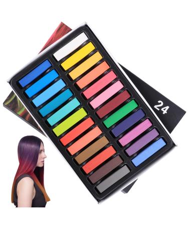 Hair Chalk 24 Colors Temporary Hair Dye Safe Hair Chalk for Kids Washable Temporary Hair Colour Pen Colorful Gifts Great Toy for Kids & Adults Carnival Cosplay Party Hair Chalk For Girls