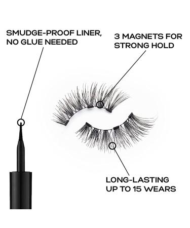 Eylure PROMAGNETIC Eyeliner & Lash Kit No. 007 - Black Natural Fibre Lashes - Fluttery Light - Buy Online on SooperMarket.com