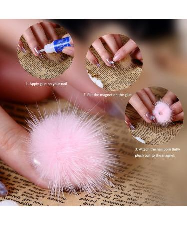 3D Fluffy Pom Balls Nail Charms Kit | 24 Pieces with Magnetic Detachable Plush Pom Poms | Storage Box Included | Nail Art DIY for Girls and Women - Buy Online on SooperMarket.com