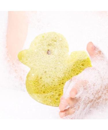 Visiblurry Bath Sponge for Kids | Soft Wood Pulp Sponge Body Wash Scrubber | Shower Sponge Dead Skin Remover Cute Shower Brush Bath Supplies for Toddler Kids Baby Yellow - Buy Online on SooperMarket.com