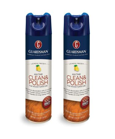 Guardsman Clean & Polish For Wood Furniture - Lemon Fresh - 12.5 oz - Silicone Free, UV Protection - 2 Pack 12.5 Ounce (Pack of 2)