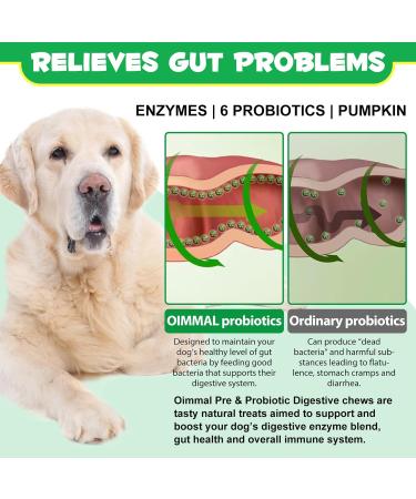 Oimmal Probiotics for Dogs Gut Health - 30pc Digestive Treats for Dog Support Seasonal Allergies Itchy Ears Dog Probiotic Supplement Soft Chews Improve Pet Immune System Dogs - Duck Flavour - Buy Online on SooperMarket.com