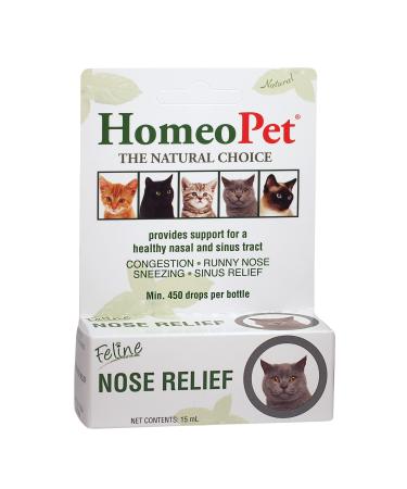 HomeoPet Feline Nose Relief Natural Pet Medicine, Nasal and Sinus-Tract Support for Cats of All Ages, 15 Milliliters One Size