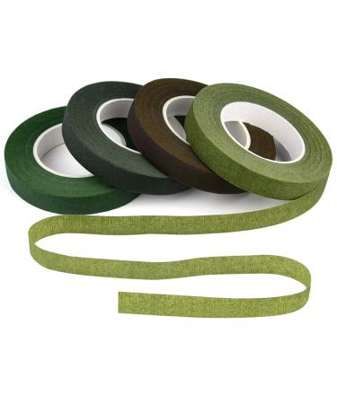 KUUQA 4 Rolls 1/2 Wide Floral Tapes for Bouquet Stem Wrapping and Floral Crafts Wedding Bouquet Dark Green Light Green Grass Green Dark Brown Mix Color