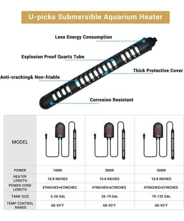 100W Submersible Aquarium Heater with Dual Temperature Displays - Ideal for Fish Tanks, Turtles, and Betta Fish - Buy Online on SooperMarket.com