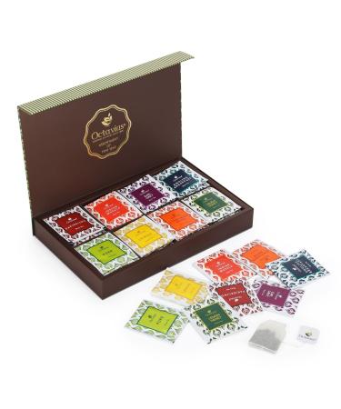 Octavius Assortment of Fine Black & Green Teas 48 Teabags | Perfect for gifting | 8 Assorted Flavors 6 Teabags Each