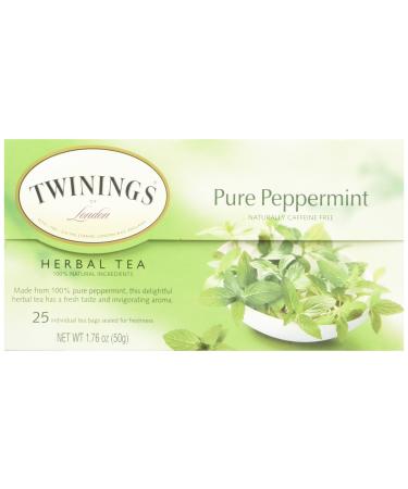 Twinings Herbal Tea Pure Peppermint Caffeine Free 25 Tea Bags 1.76 oz (50 g)