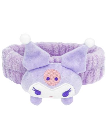 Kawaii Spa Headband for Washing Face, Cute Purple Headband for Make Up, Washing, Party, Soft Headband for Woman Girls