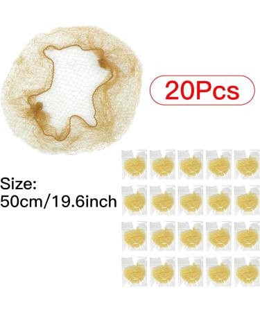 Invisible Hair Nets for Women - 20pcs Blonde Elastic Edge Mesh Hair Bun Nets - Ideal for Ballet, Gymnastics - 50cm/20inch - Buy Online on SooperMarket.com