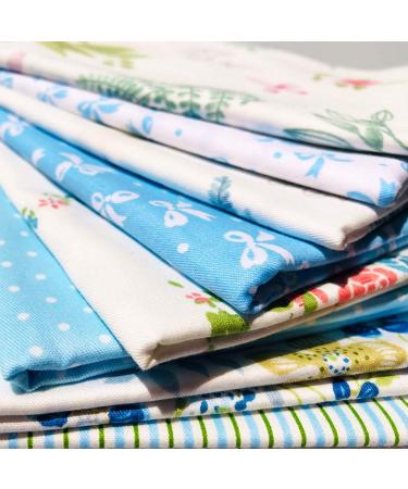 Flic-Flac 20x20 Inches Fat Quarter Cotton Quilting Fabric Bundle (8pcs Blue) - High Density Craft Printed Squares Patchwork Lint DIY Sewing - Buy Online on SooperMarket.com