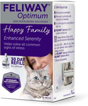 Feliway Optimum refill the best solution to ease cat anxiety cat conflict and stress in the home & Classic 20ml Spray comforts cats and helps solve behavioural issues and stress - 20ml + Classic 20ml Spray - Buy Online on SooperMarket.com