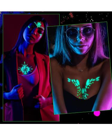 Glow in the Dark Face Jewels and Chunky Glitter Set for Halloween Makeup - 14 Sheets - Buy Online on SooperMarket.com
