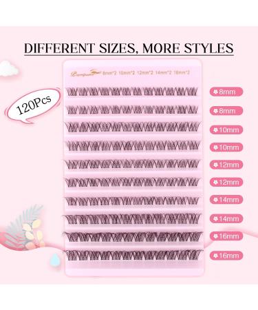 Parriparri Cluster Lashes 120Pcs Individual Lash Extensions 8-16MM | Natural Wispy Fluffy DIY Lash Clusters | False Eyelashes Extension with Clear Band - W61 - Buy Online on SooperMarket.com