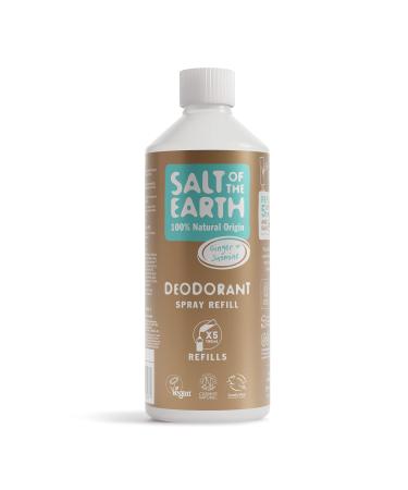 Salt of the Earth - Natural Deodorant Spray Refill - Certified Natural Vegan Long Lasting Protection Leaping Bunny Approved Made in the UK - 500ml (Ginger & Jasmine 500ml) Ginger & Jasmine 500 ml (Pack of 1)