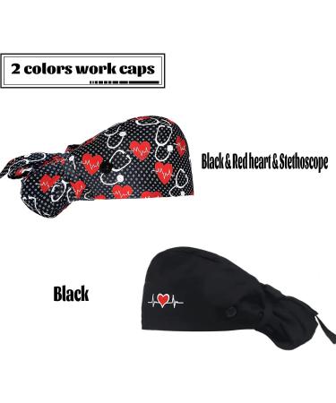 YUESUO 2 Pack Cotton Working Cap with Buttons, Sweatband & Adjustable Ponytail Tie Back - Ideal Head Cover for Men & Women with Long Hair - Shower Cap Alternative (M) - Buy Online on SooperMarket.com