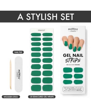 MoYou London Semi Cured Gel Nail Strips - 20 Pc. | Salon-Quality Manicure at Home | Easy Apply & Remove | Emerald City - Buy Online on SooperMarket.com