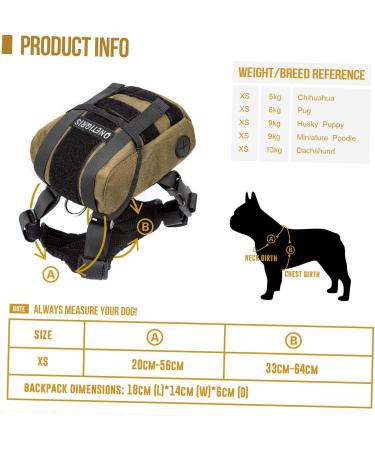 Buy Oneigris Eureka Backpack for Small Dogs - Green Feces Bag Dispenser Ideal for Hiking - L 14 x W 6 x H 18 cm - Buy Online on SooperMarket.com