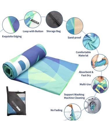 SUNBKIM Microfiber Beach Towel 63x31.5 - Super Absorbent & Fast Drying Travel Towel for Camping, Hiking, Yoga - Ultra-Compact (Green) - Buy Online on SooperMarket.com