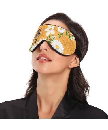 Haskirky Light Blocking Eye Mask | Breathable & Adjustable for Men and Women | Ideal for Travel, Yoga, Meditation, Office, Deep Sleep | White Flower Print - Buy Online on SooperMarket.com