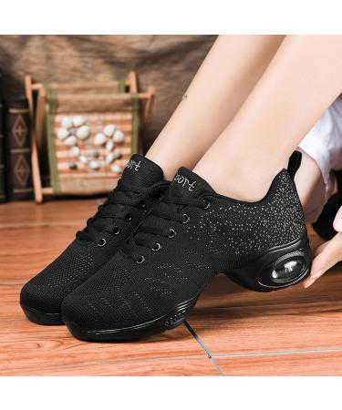 Buy Jazz Shoes for Women - Lace Up Dance Sneakers with Split Sole & Air Cushion - Modern Platform Shoes - Size 37 EU - Black - Buy Online on SooperMarket.com
