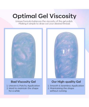 Modelones Pearl Gel Nail Polish 6 Colors Aurora Iridescent Shimmer White Pink Purple Mermaid Nail Drawing Gel Polish Soak Off UV Gel Led Spring Gel Polish Swirl Shell Thread Effect DIY Manicure Gifts - Buy Online on SooperMarket.com