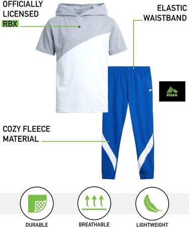 RBX Boys' Active Jogger Set - Navy/White 2-Piece Hooded T-Shirt & Fleece Joggers (Size 8-12) - Buy Online on SooperMarket.com
