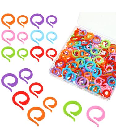 200 Pieces Colorful Knitting Crochet Markers Stitch Marker Ring Crochet Locking Sewing Accessories Plastic Knit Split Ring for DIY Handmade Crafts