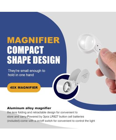 zutaa Jewellers Lens Glass Loupe 40X 25mm Eye Magnifier 2 LEDs Lights - Buy Online on SooperMarket.com