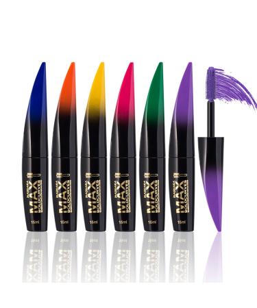 Joyeee 6 Colors Mascara Set  Colorful Mascara Waterproof Long-lasting Volumising Lengthening Curling  Create 3D Charming Eye Makeup  Brilliant Halloween/Christmas Gift Set for Women Teenage Girls1 Type-A
