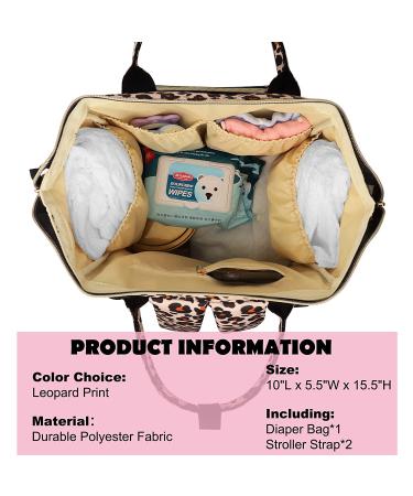 Leopard Print Diaper Bag Backpack | Multifunctional Maternity Bag for Baby Boys & Girls | Large Capacity Travel Nappy Bag - Buy Online on SooperMarket.com