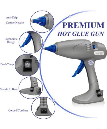 BLEDs Full-Size Hot Glue Gun 80 & 120W | Dual High Temp Anti-Dripping Large Glue Gun with Stand-Up Design | Includes 12 Glue Sticks for Craft, Art, DIY Projects - Buy Online on SooperMarket.com