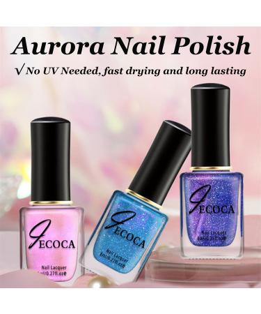 Purple Nail Varnish Chrome Nail Polish Glitter Aurora Gel Nail Varnish Quick Dry Soak Off Nail Art Manicure Pedicure For Professional Drying No UV Needed For Women Party 8ml - Buy Online on SooperMarket.com