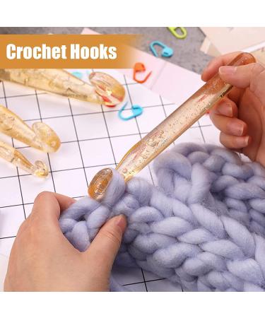 34 Pcs Large Crochet Hooks Set - Chunky Yarn Needles for Carpets & Scarves - Yellow - Buy Online on SooperMarket.com