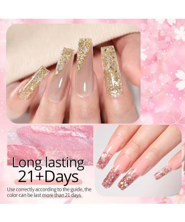 UR SUGAR Poly Gel Nails Set | 6 Colors Nail Extension Builder Gel Kit with Base & Top Coat | DIY Manicure at Home | Glitter Nude & Clear Polygel - Buy Online on SooperMarket.com