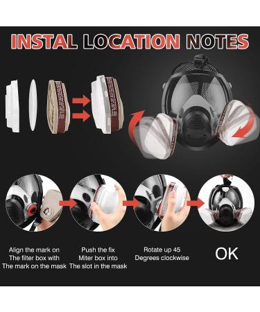 Full Face Gas Respirator mask Gas Masks Survival Nuclear and Chemical with 6001 Activated Carbon Filter Reusable Respirator Mask for Gases Dust Vapors Chemicals Fume Paint Spray Sanding - Buy Online on SooperMarket.com