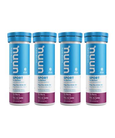 Nuun Sport: Electrolyte Drink Tablets Box of 4 Tubes (40 servings) Tri-Berry Electrolyte Hydration Supplement