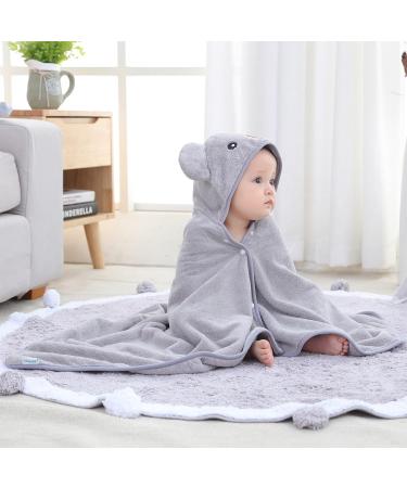 Hilmocho Baby Bath Towel with Hood | Ultra Soft Coral Velvet | 110x68CM Grey - Buy Online on SooperMarket.com