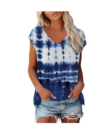 Short Sleeve T Shirts Clothing Woman T-Shirt Casual Black Clothing Top Women's Floral Pattern for Women Crop Tops Shirt Shirts Top Women's Summer Tank Top 4-blue XXL