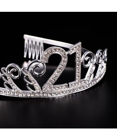 Frcolor 21th Birthday Crystal Tiara Crowns Headband with Hair Combs - Buy Online on SooperMarket.com
