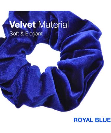 2 PCS Premium Large Royal Blue Velvet Hair Scrunchies for Women, Girls, and Kids - Updo Ponytail Holder Bands - Buy Online on SooperMarket.com