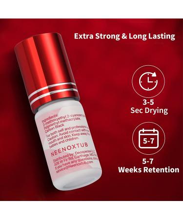 Sensitive Eyelash Extension Glue - 6-7 Weeks Retention | Professional Lash glue for Sensitive Eyes - Extra Strong Bond | 5ml Black - Buy Online on SooperMarket.com