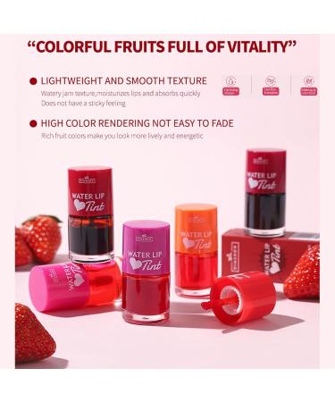 6Pcs Mini Fruit Juice Lip Stain Set - Korean Lip Gloss & Multi-Use Liquid Lipstick | Long Lasting Waterproof High Pigment Colors for Lips & Cheeks - Buy Online on SooperMarket.com