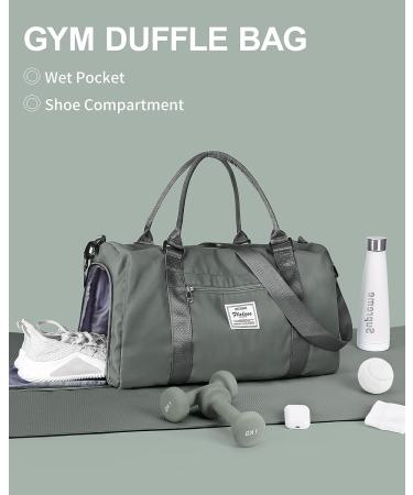 Womens Mens Gym Bag with Shoe Compartment & Wet Pocket - Large Waterproof Duffel for Travel, Sports, Gym, Yoga - Dark Green - Buy Online on SooperMarket.com